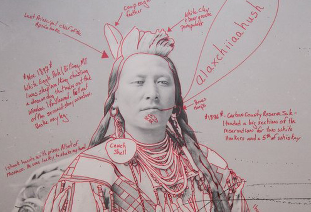 Image of Indigenous person with annotations